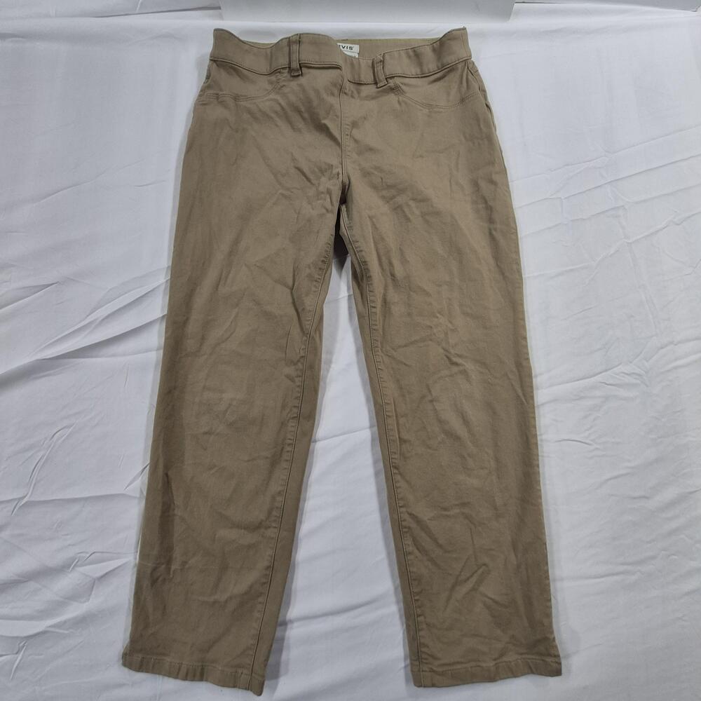 Orvis Pants Womens 10 Beige Twill Pull On Straight Leg Stretch Khakis Casual